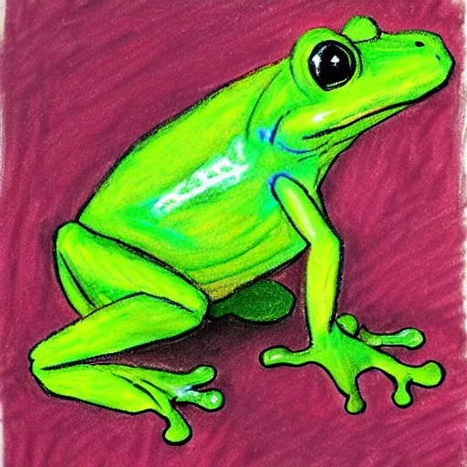 Image similar to a frog doing a handgripper exercise, oil pastel, denoise