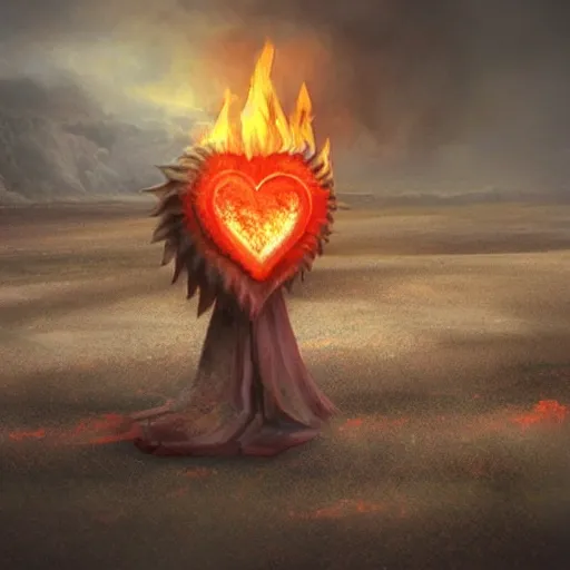 Prompt: a matte painting of a burning heart, trending on google images and cgsociety