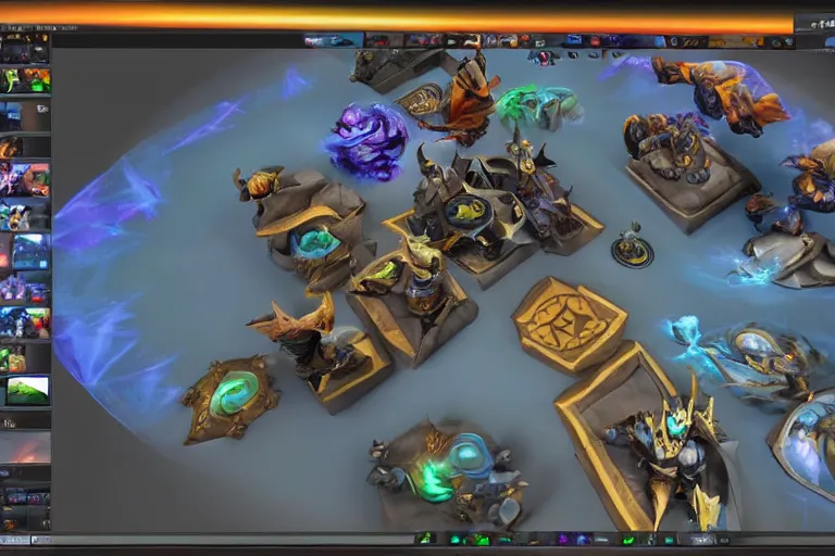 Image similar to online broadcast twitch dota 2 channel design, blender