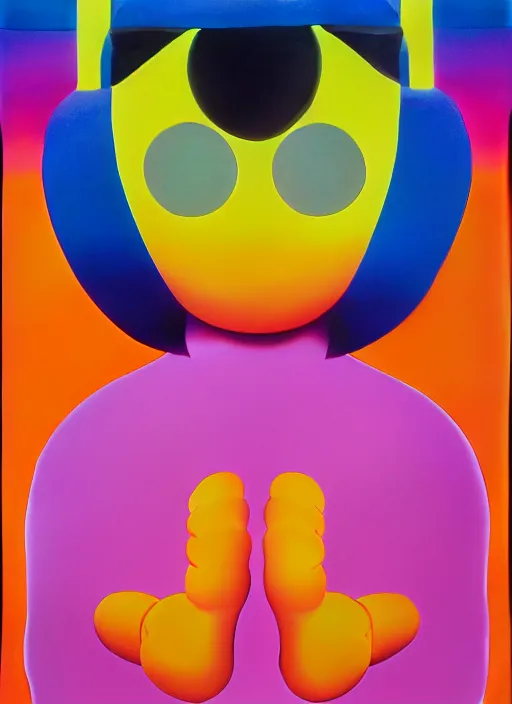 Prompt: person by shusei nagaoka, kaws, david rudnick, airbrush on canvas, pastell colours, cell shaded, 8 k