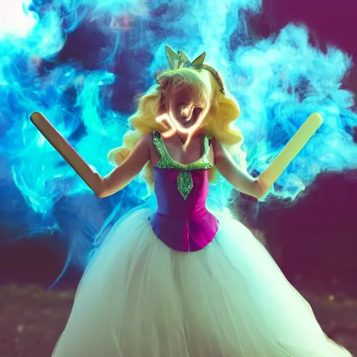 Image similar to colored smoke in the shape of magical girl