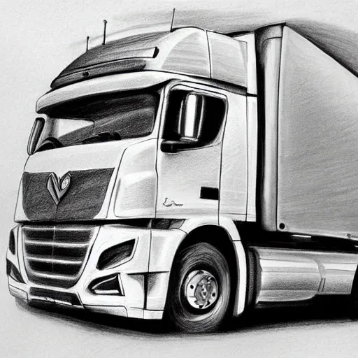 Image similar to an awesome drawing with camion by peter klasen