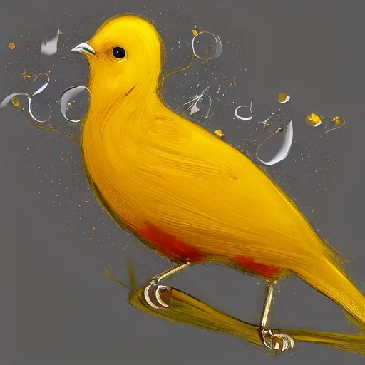 Prompt: an elegant yellow!! bird!!! wearing a crown!!! and a red! bow!! tie!!, very very beautiful, high quality, detailed, 4k, digital art, artstation, smooth