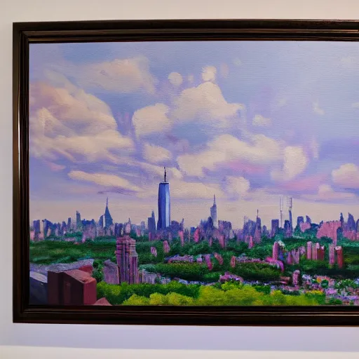 Prompt: oil painting of a giant, massive potato leaning over a new york, 4 k