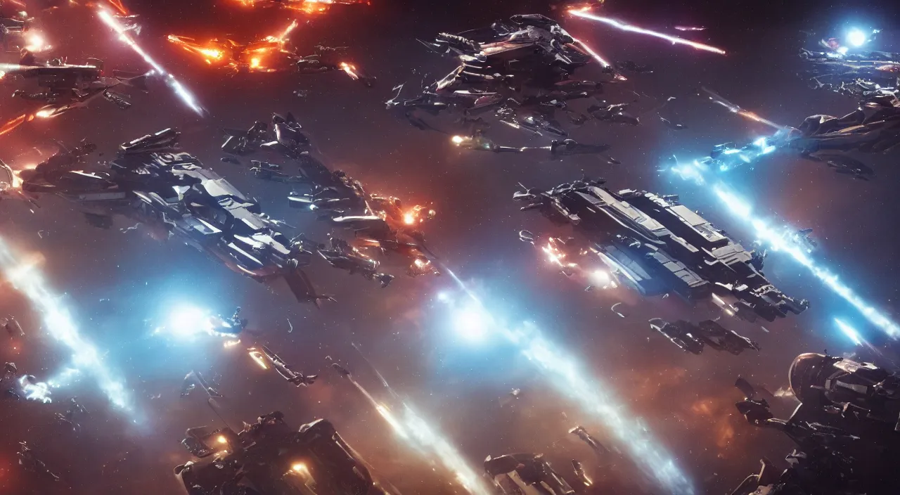 Prompt: a legion of hostile starships converge on chicago, cinematic