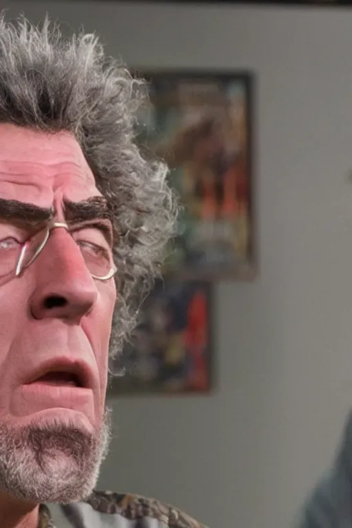 Image similar to kramer as rick sanchez, real life, high quality movie still, photorealistic, ultra detail