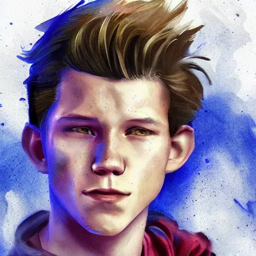 Image similar to tom holland as a teen wolf werewolf by jama jurabaev, trending on artstation, high quality, brush stroke