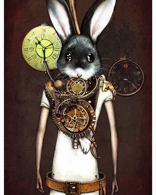 Image similar to steampunk rabbit waving hello by esao andrews