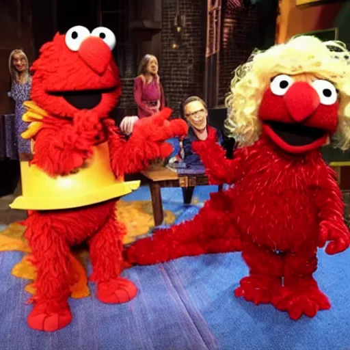 Prompt: Khaleesi on Sesame Street as Elmo’s guest