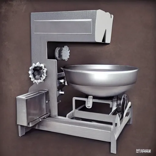 Prompt: photo of The infernal machine for the production of dumplings, photo realistic, warhammer art, food art, reciept art