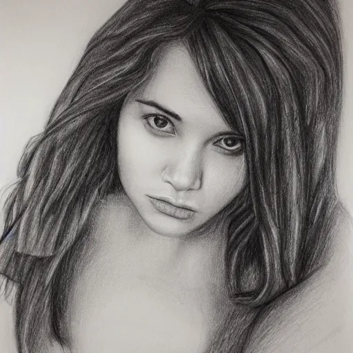 Image similar to belen esteban, pencil drawing