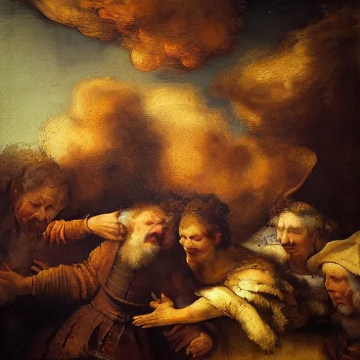 Prompt: a beautiful renaissance painting of a fart cloud by Rembrandt, trending on artstation, finely detailed, detailed