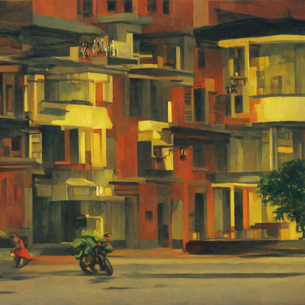 Image similar to singapore - painted by edward hopper