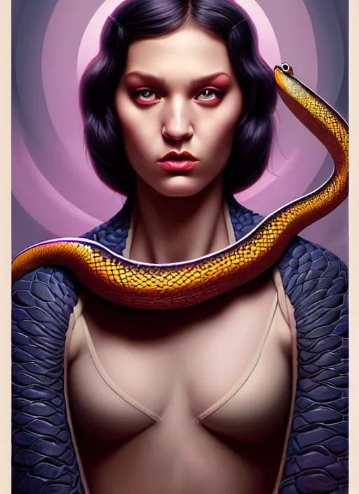 Image similar to snake portrait, pixar style, by tristan eaton stanley artgerm and tom bagshaw.