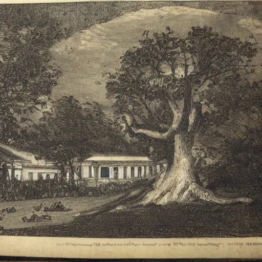 Image similar to an anthill the shape of a school drawn by charles bowater