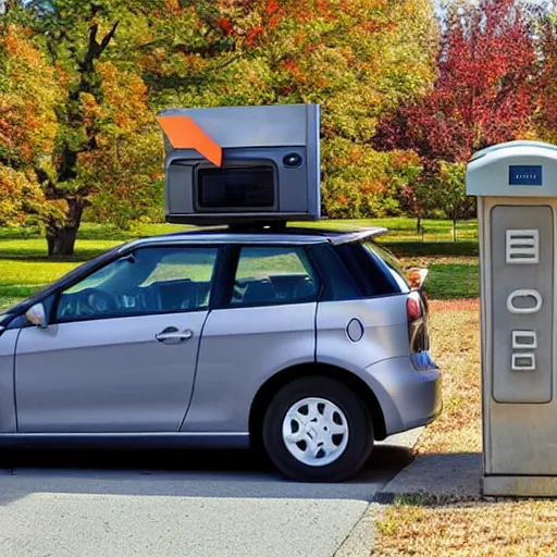 Image similar to a ((((((((((tiny)))))))))) car next to a mailbox