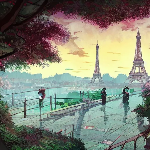 Prompt: Tour Zamansky UPMC, Paris in the style of studio ghibli, beautiful landscape, intense lighting, 8k, trending on artstation