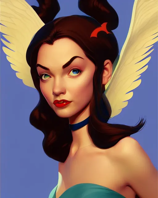 Image similar to 3 / 4 powerful cute disney woman with wings, digital painting, artstation, concept art, smooth, sharp focus, illustration, disney, symmetry face, fine details. art by alex ross, brittney lee