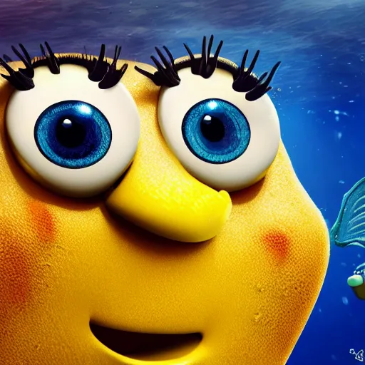 Image similar to photorealistic spongebob, dried out, 4k, HD, detailed sea sponge