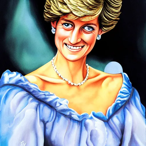 Image similar to painting of princess diana in the style of michelangelo