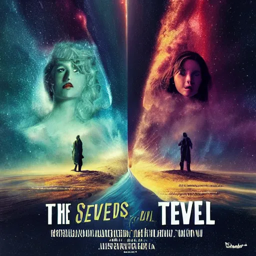 Image similar to the heavens and hell in between, poster art