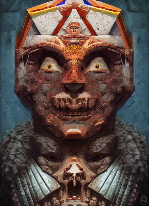 Image similar to digital _ painting _ of _ triangle head mayan god of death _ by _ filipe _ pagliuso _ and _ justin _ gerard _ symmetric _ fantasy _ highly _ detailed _ realistic _ intricate _ port