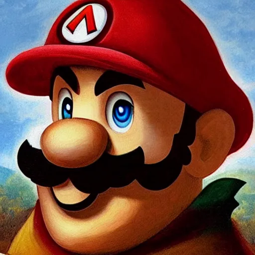 a portrait of super - mario!!!!!! painting by da vinci | Stable ...