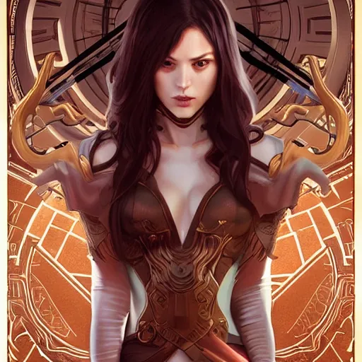 Prompt: character concept, portrait, symmetrical head - on centralized, young women with dark ninja clothes. detailed, high quality, dynamic lightning, fantasy, scenematic. artwork by artgerm, wlop, alex ross, greg rutknowski, alphonse mucha