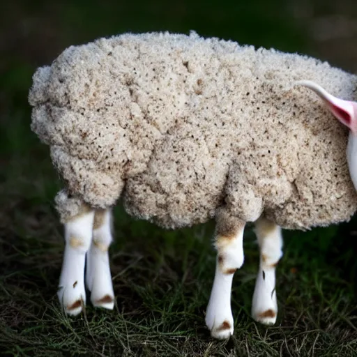 Image similar to lamb and goat fused as one, evil mood