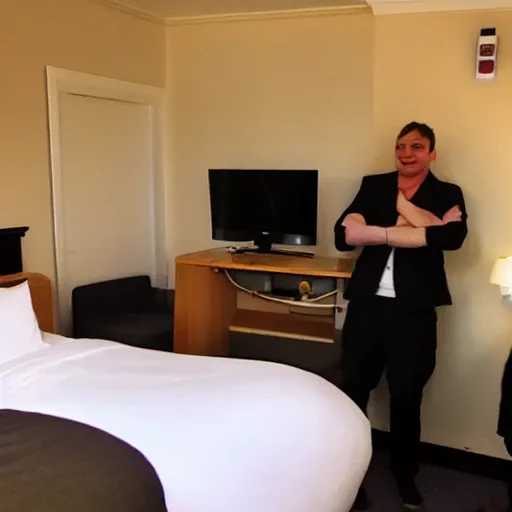 Prompt: a night in the premier inn after beers