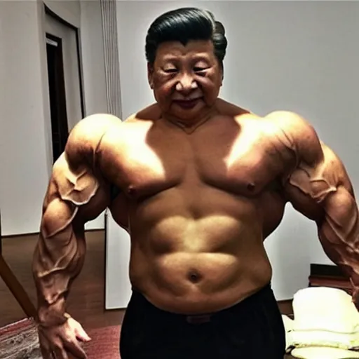 Image similar to xi jinping synthol man body builder