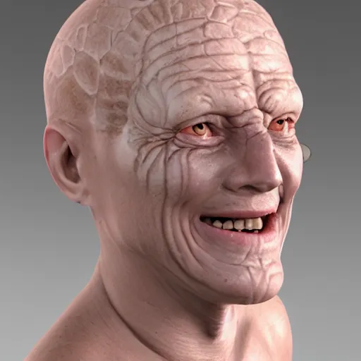 Prompt: marble skin, old, grinning, translucent sss, daz occlusion