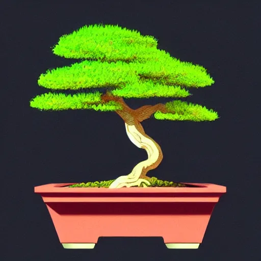 Prompt: bonsai tree! but minimalistic concept art by frank stella gilleard james whalen tom, colorful, soft light, trending on artstation, minimalism