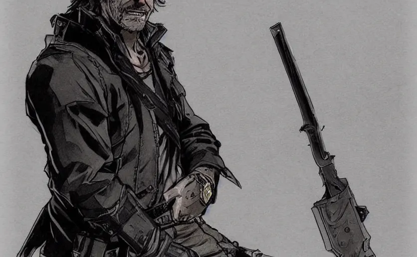 Prompt: yoji shinkawa drawing of arthur morgan,