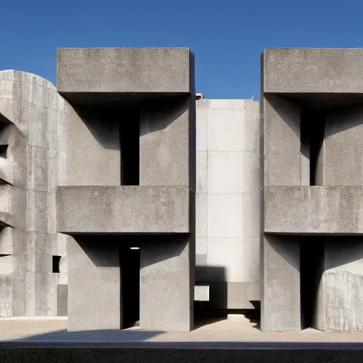 Image similar to a brutalist museum