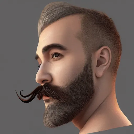 Image similar to the best male with beard and mustache profile picture of 2 0 2 5, 4 k, beautiful gorgeous digital art, trending on artstation