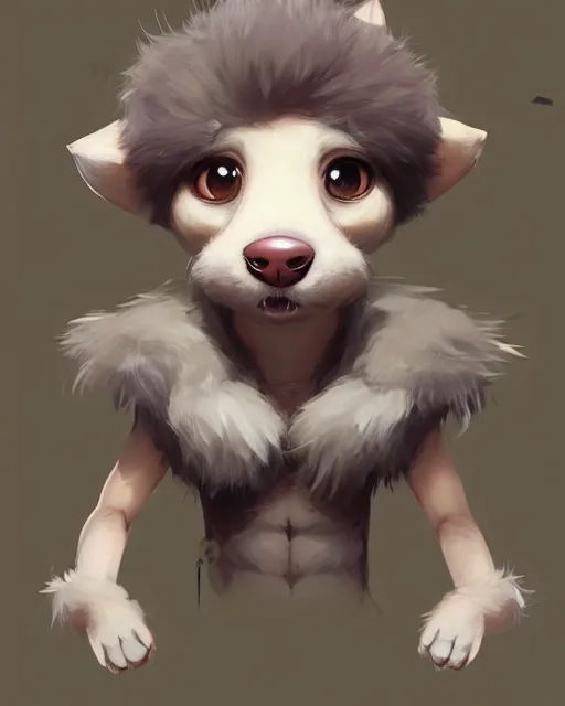 Image similar to character concept art of a cute young male anthropomorphic furry dog | | cute - fine - face, pretty face, key visual, realistic shaded perfect face, fine details by stanley artgerm lau, wlop, rossdraws, james jean, andrei riabovitchev, marc simonetti, and sakimichan, trending on artstation