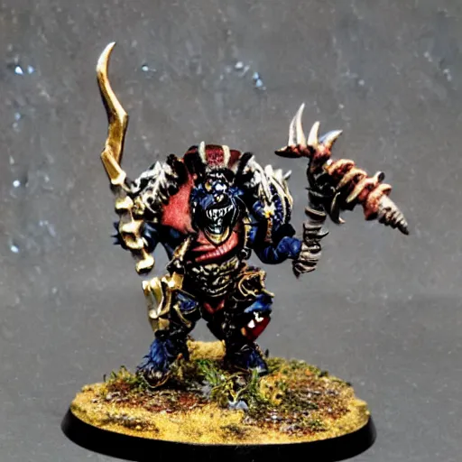 Image similar to chaos dwarf daemon smith from warhammer fantasy : : head and torso portrait