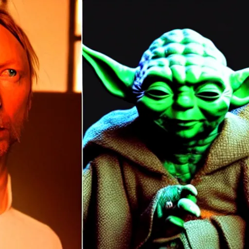 Image similar to thom yorke as yoda from star wars