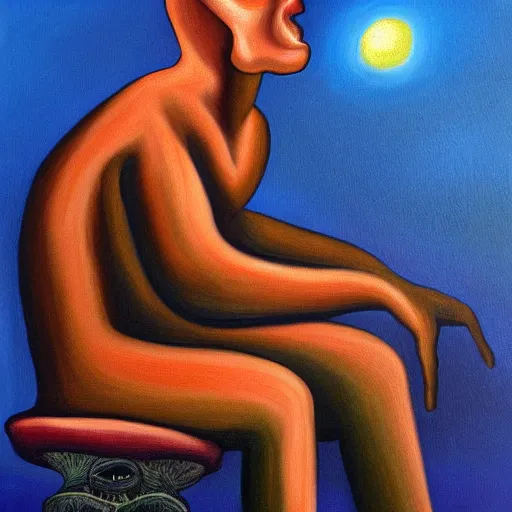 Image similar to surreal painting from the thinker