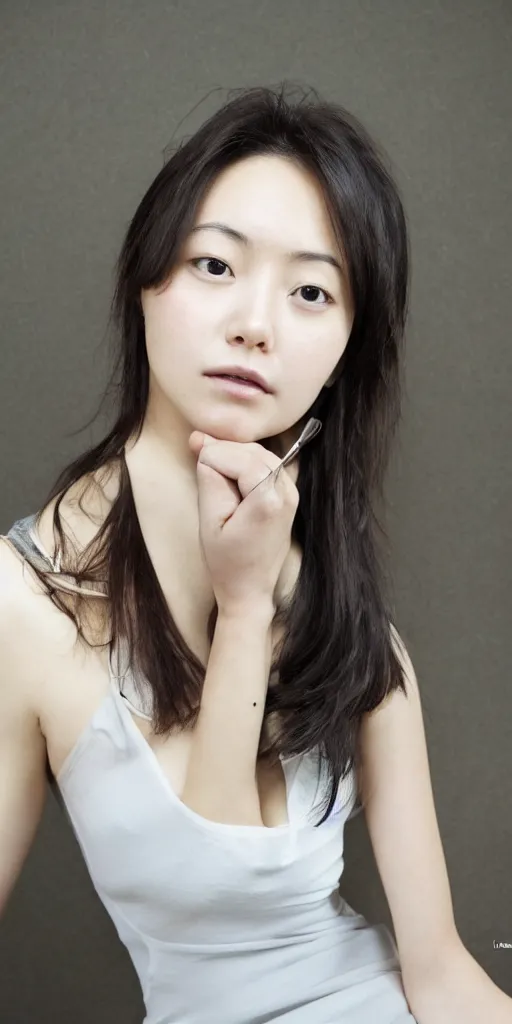 Image similar to attractive young woman in the style yasutomo oka