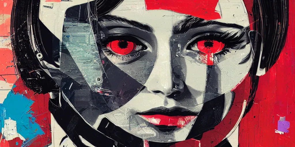 Prompt: a portrait of a single female android, by MARVEL comics and Sandra Chevrier, pinhole camera