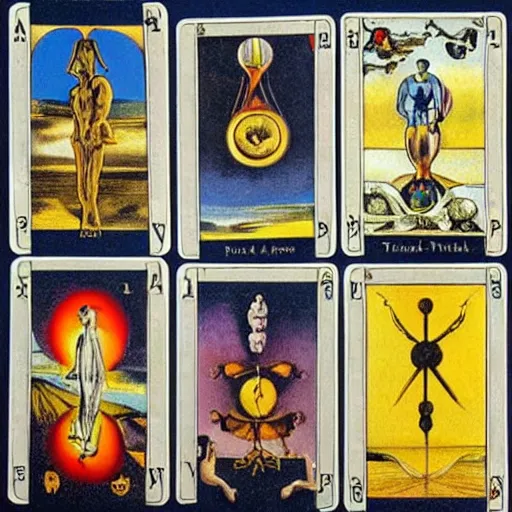 Image similar to tarot cards designed by salvador dali