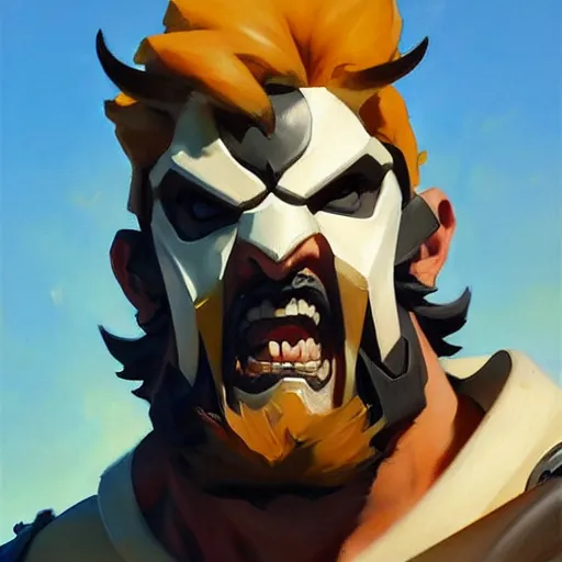 Image similar to Greg Manchess portrait painting of a Lobo as Overwatch character, medium shot, asymmetrical, profile picture, Organic Painting, sunny day, Matte Painting, bold shapes, hard edges, street art, trending on artstation, by Huang Guangjian and Gil Elvgren and Sachin Teng