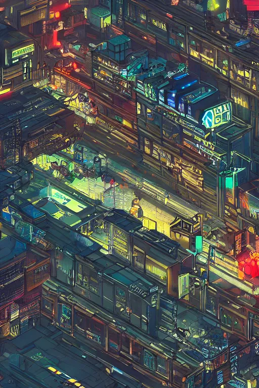 Prompt: cyberpunk buildings with a flight vehicle glowing in the sky, neon sign, bottom view, wide shot, bladerunner, pixiv