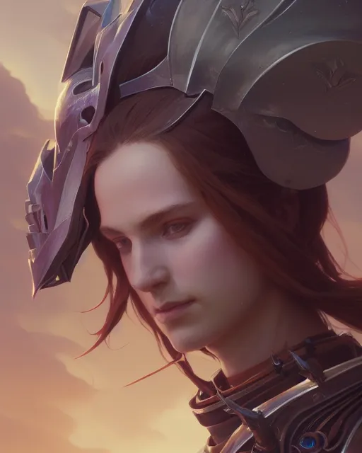 Image similar to highly detailed vfx portrait of a fantasy knight, stephen bliss, unreal engine, greg rutkowski, loish, rhads, beeple, makoto shinkai and lois van baarle, ilya kuvshinov, rossdraws, tom bagshaw, alphonse mucha, global illumination, detailed and intricate environment