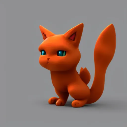 Image similar to 3D render of a cute electric type cat based pokemon, digital art