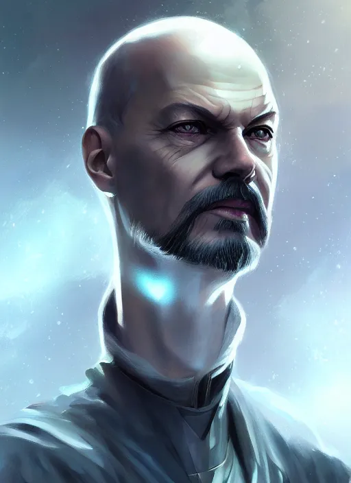 Image similar to « a portrait o cyberpunk vladimir lenin, glowing eyes, a digital painting by charlie bowater, featured on cgsociety, fantasy art, behance hd, wiccan, artstation hd »