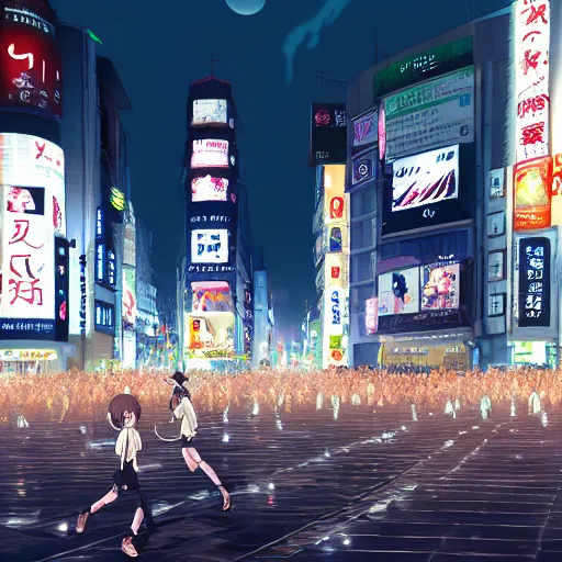 Image similar to the shibuya crossing, anime fantasy illustration by tomoyuki yamasaki, kyoto studio, madhouse, ufotable, square enix, cinematic lighting, trending on artstation