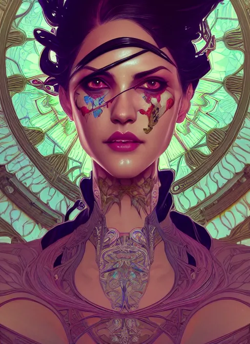 Image similar to symmetry!! portrait of floral! borderlands 3 psycho, intricate, elegant, highly detailed, digital painting, artstation, concept art, smooth, sharp focus, illustration, art by artgerm and greg rutkowski and alphonse mucha, 8 k